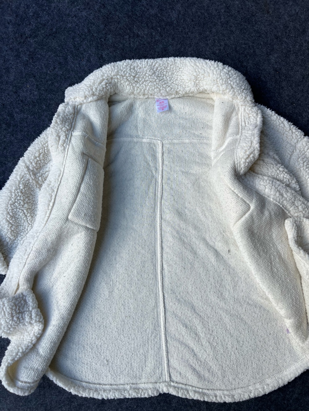 No Boundaries Cream Sherpa Button-Up Jacket Shirt - Picture 5 of 6